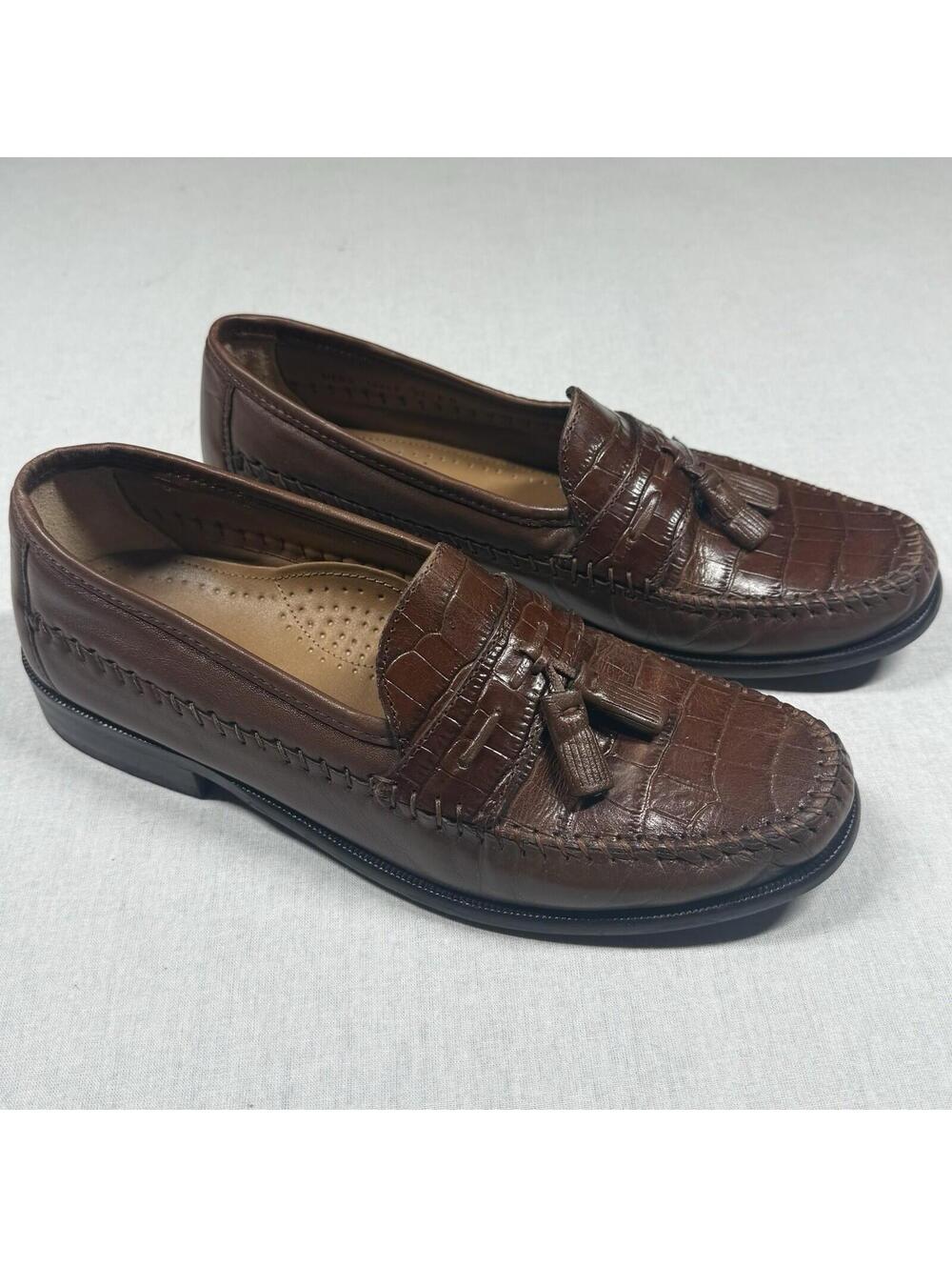 FLORSHEIM Pisa Loafers Shoes Sz 8D Cognac Brown Leather Tassel Comfort EUC